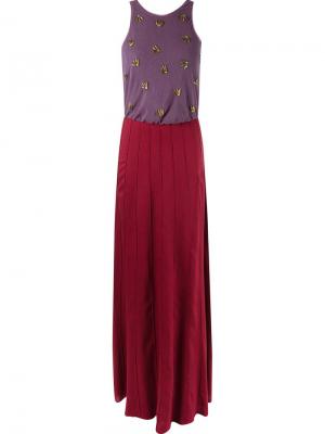Коктейльное платье с вышивкой Emannuelle Junqueira. Цвет: розовый и фиолетовый