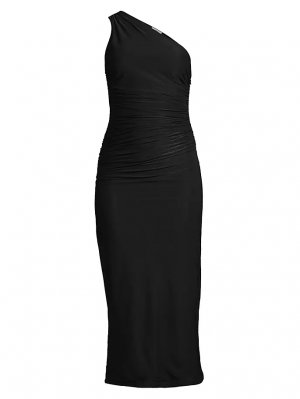 Платье миди из джерси асимметричного кроя со сборками, черный Jason Wu