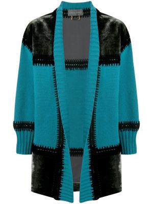 Пальто-кардиган в стиле пэчворк Alberta Ferretti. Цвет: синий