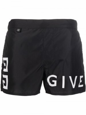 Logo-print elasticated-waist swim shorts Givenchy. Цвет: черный