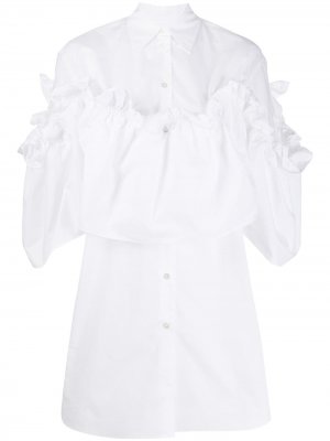 Короткое платье-рубашка MM6 Maison Margiela. Цвет: белый
