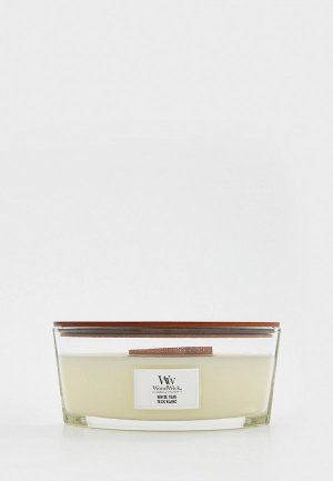 Свеча ароматическая Woodwick эллипс, Белый тик, 453.6 г. Цвет: белый