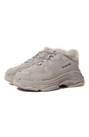 Комбинированные кроссовки Triple S Balenciaga. Цвет: серый