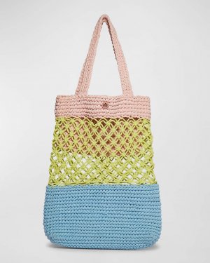 Многоцветная соломенная большая сумка крючком Lele Sadoughi