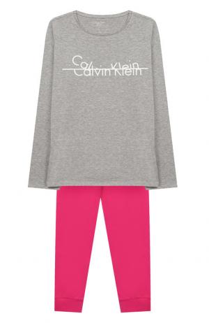 Хлопковая пижама Calvin Klein Underwear. Цвет: фуксия