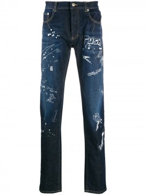 Прямые джинсы с завышенной талией Les Hommes Urban. Цвет: синий