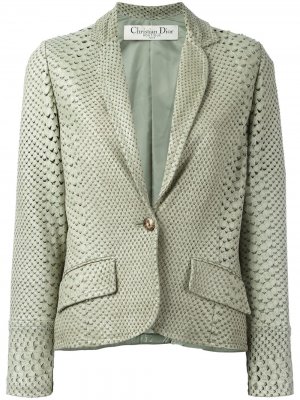 Пиджак c эффектом змеиной кожи и перфорацией Christian Dior. Цвет: зеленый
