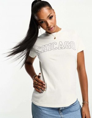 Белая футболка Chicago New Look. Цвет: белый