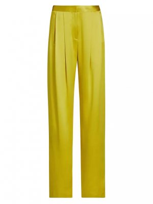 Широкие брюки со складками из шелка , цвет citrine Adam Lippes