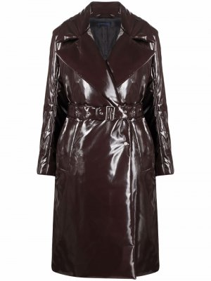 Виниловое пальто с поясом Eudon Choi. Цвет: коричневый