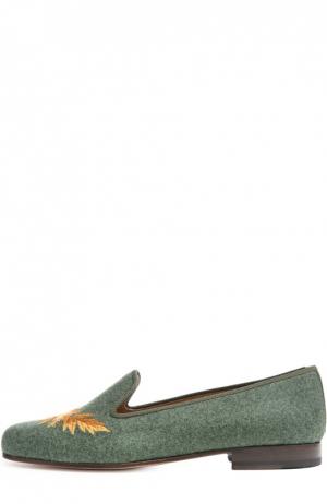 Текстильные лоферы с нашивкой Stubbs&Wootton. Цвет: темно-зеленый