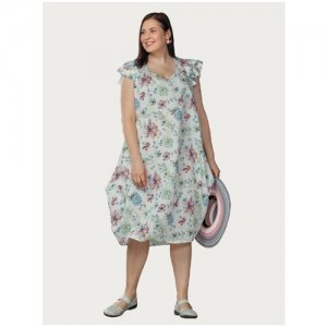 Платье Большие размеры женское мультиколор молочный Мечты Данаи. Цвет: мультиколор/бежевый