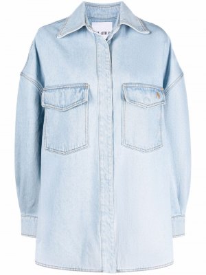 Однобортное джинсовое пальто The Attico. Цвет: синий