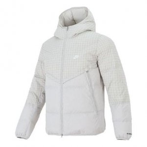 Пуховик Plaid Splicing Sports Stay Warm hooded down Jacket White, белый Nike