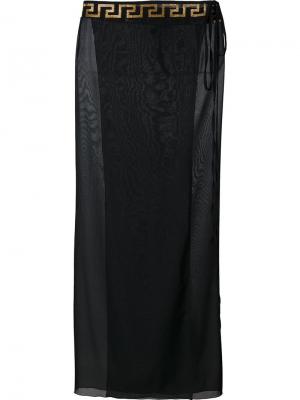 Пляжная юбка с запахом Greca Versace. Цвет: чёрный