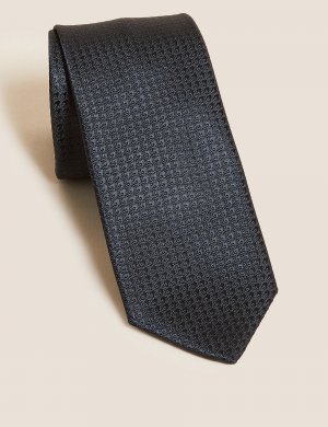 Узкий галстук с геометрическим рисунком , черный Marks & Spencer