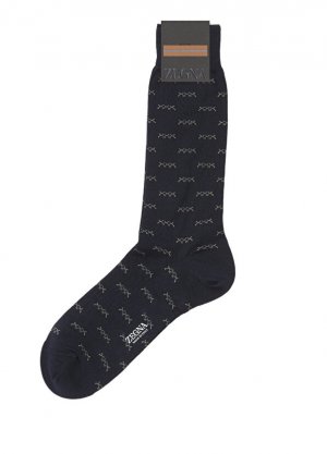 Темно-синие мужские носки с рисунком Zegna