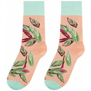 Носки Листья в тропиках, разм.35-39 Kawaii Factory. Цвет: розовый