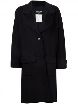 Кашемировое пальто 1994-го года Chanel Pre-Owned. Цвет: синий