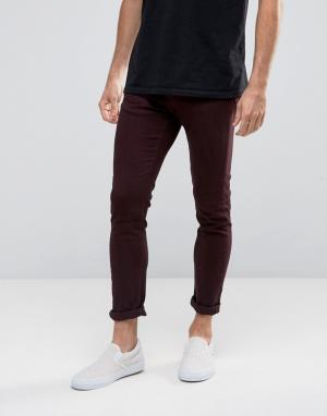 Бордовые джинсы скинни с 5 карманами New Look. Цвет: красный