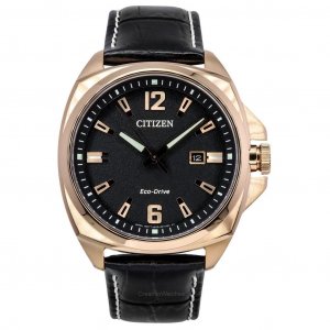Мужские часы Eco-Drive Sport Luxury Endicott с кожаным ремешком и черным циферблатом AW1723-02E 100M Citizen