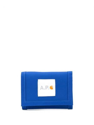 Бумажник из коллаборации с Carhartt A.P.C.. Цвет: синий