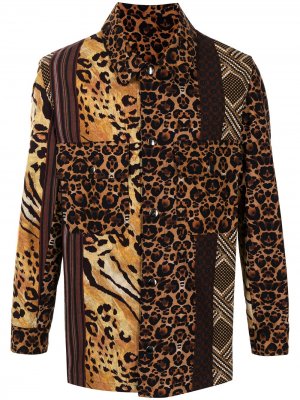 Рубашка с леопардовым принтом Pierre-Louis Mascia. Цвет: коричневый