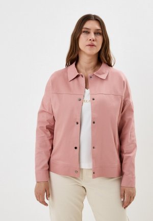 Куртка джинсовая Adele Fashion. Цвет: розовый