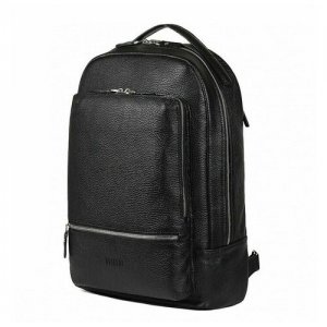 Городской мужской рюкзак из кожи Memphis relief black (черный) кожаный стильный ранец для ноутбука 14 дюймов или документов A4 BRIALDI. Цвет: черный