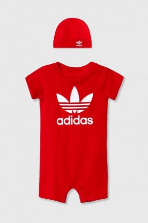 Adidas Originals Хлопковый Детский комбинезон, красный