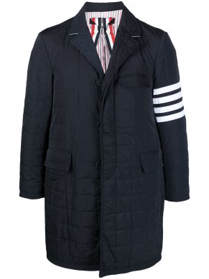 Стеганое пальто с полосками 4-Bar Thom Browne. Цвет: синий