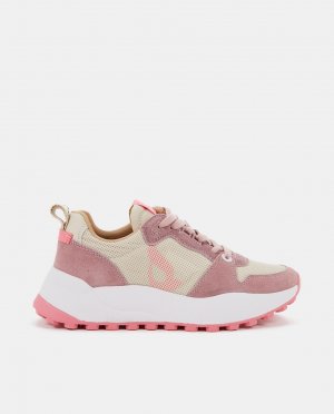 Женские тканевые спортивные туфли на шнурках , розовый Abbacino