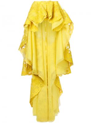 Декорированное платье с неравномерным подолом Mikael D.. Цвет: жёлтый и оранжевый