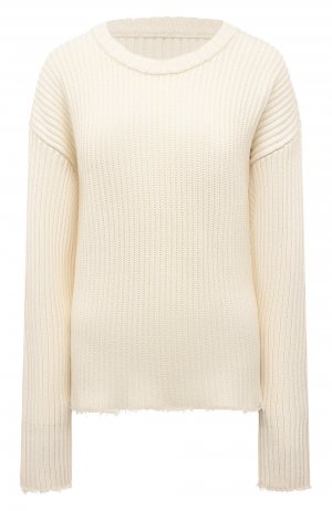 Пуловер из хлопка и шерсти MM6. Цвет: кремовый