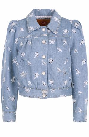 Джинсовая куртка с вышивкой и рукавом-фонарик Marc Jacobs. Цвет: голубой