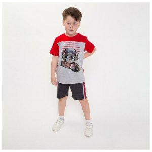 Комплект для мальчика, цвет серый/красный, рост 104 см Клеопатра-Стиль