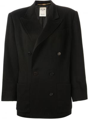 Двубортный пиджак Céline Vintage. Цвет: чёрный