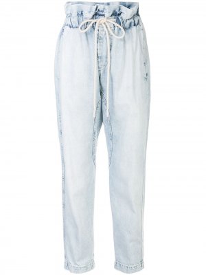 Укороченные джинсы с завышенной талией и оборками Bassike. Цвет: синий