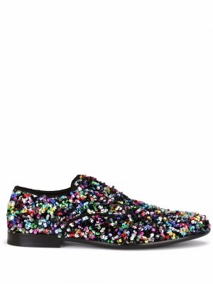Sequin-embellished lace-up shoes Dolce & Gabbana. Цвет: черный
