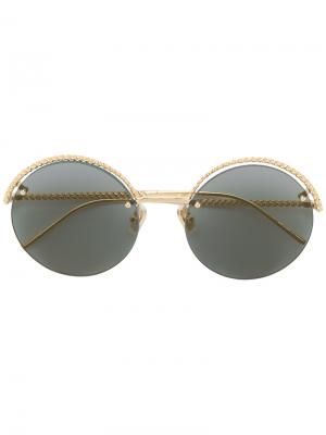 Круглые солнцезащитные очки Boucheron Eyewear. Цвет: золотистый