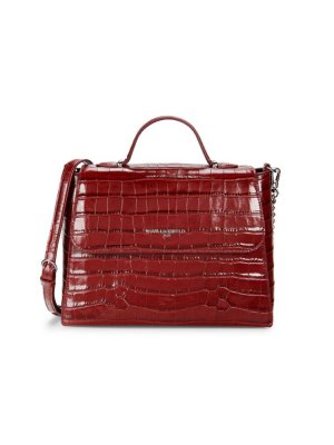 Кожаная сумка-портфель Charlotte с тиснением под крокодила , цвет Mulled Wine Karl Lagerfeld Paris