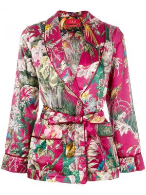 Пиджак с цветочным принтом и поясом на талии F.R.S For Restless Sleepers. Цвет: розовый