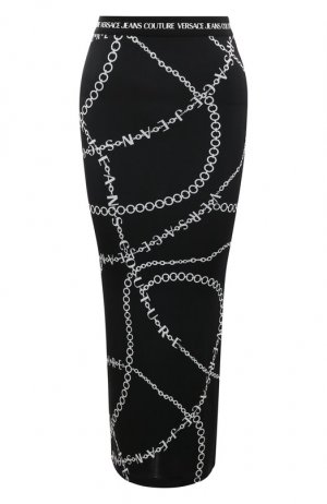 Юбка из вискозы Versace Jeans Couture. Цвет: чёрный