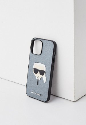 Чехол для iPhone Karl Lagerfeld 13 Pro Max, PU Saffiano Karls Head Silver. Цвет: серый