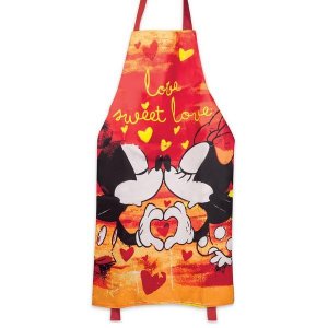 [A2006] - Хлопковый дизайнерский фартук Mickey & Minnie оранжевый (люблю сладкую любовь) 88x60см Disney