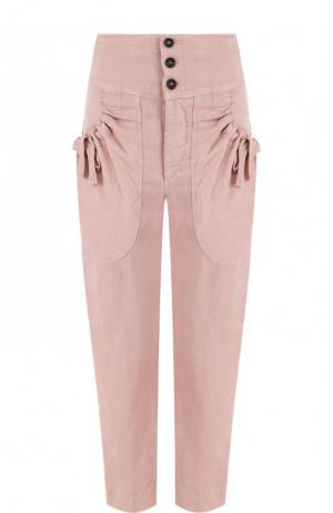 Укороченные брюки с завышенной талией и карманами Isabel Marant Etoile. Цвет: розовый