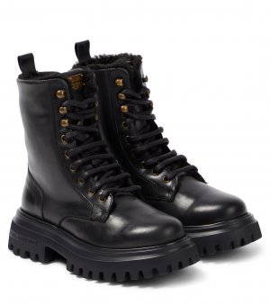 Кожаные армейские ботинки , черный Dolce&Gabbana Kids