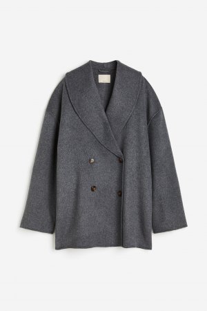 Пальто Oversized Wool-blend, темно-серый меланж H&M