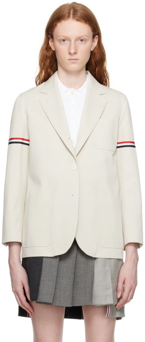 Бежевый пиджак с накладными карманами Thom Browne