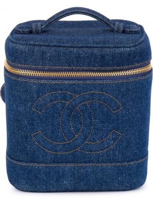 Джинсовый чемоданчик с логотипом Chanel Vintage. Цвет: синий